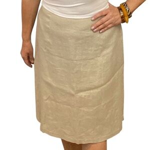 Lands' End 100% Linen Women's A-Line Skirt natural linen colour size 10 coastal